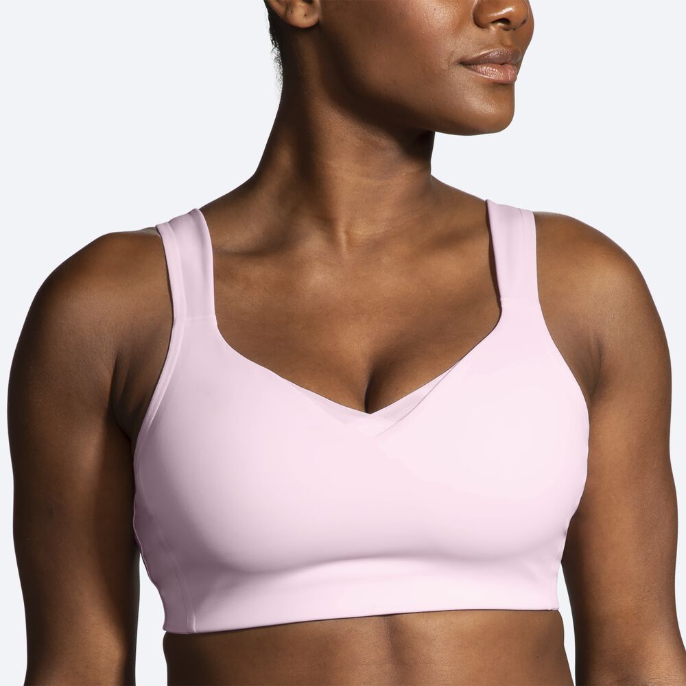 Women's Brooks Drive Convertible Run Bra Sports Bras Pink | USA02659