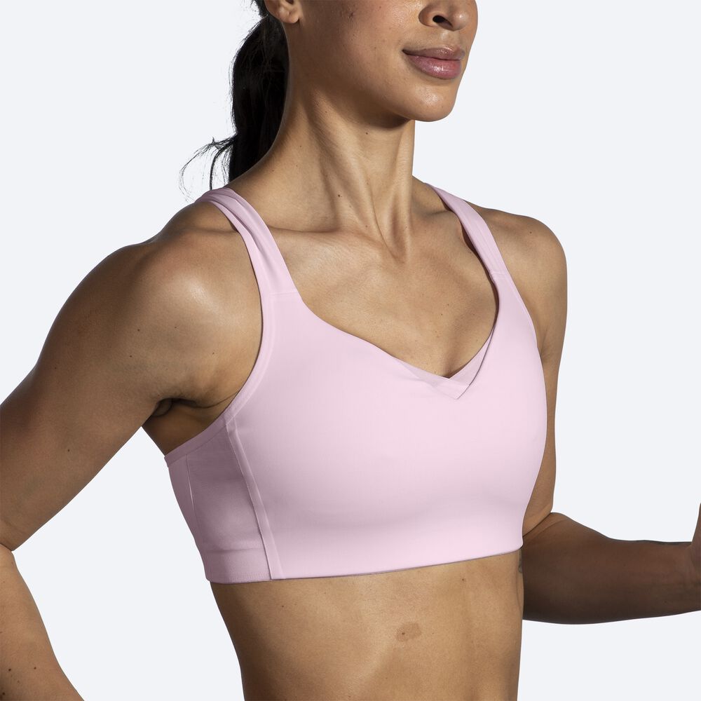 Women's Brooks Drive Convertible Run Bra Sports Bras Pink | USA02659