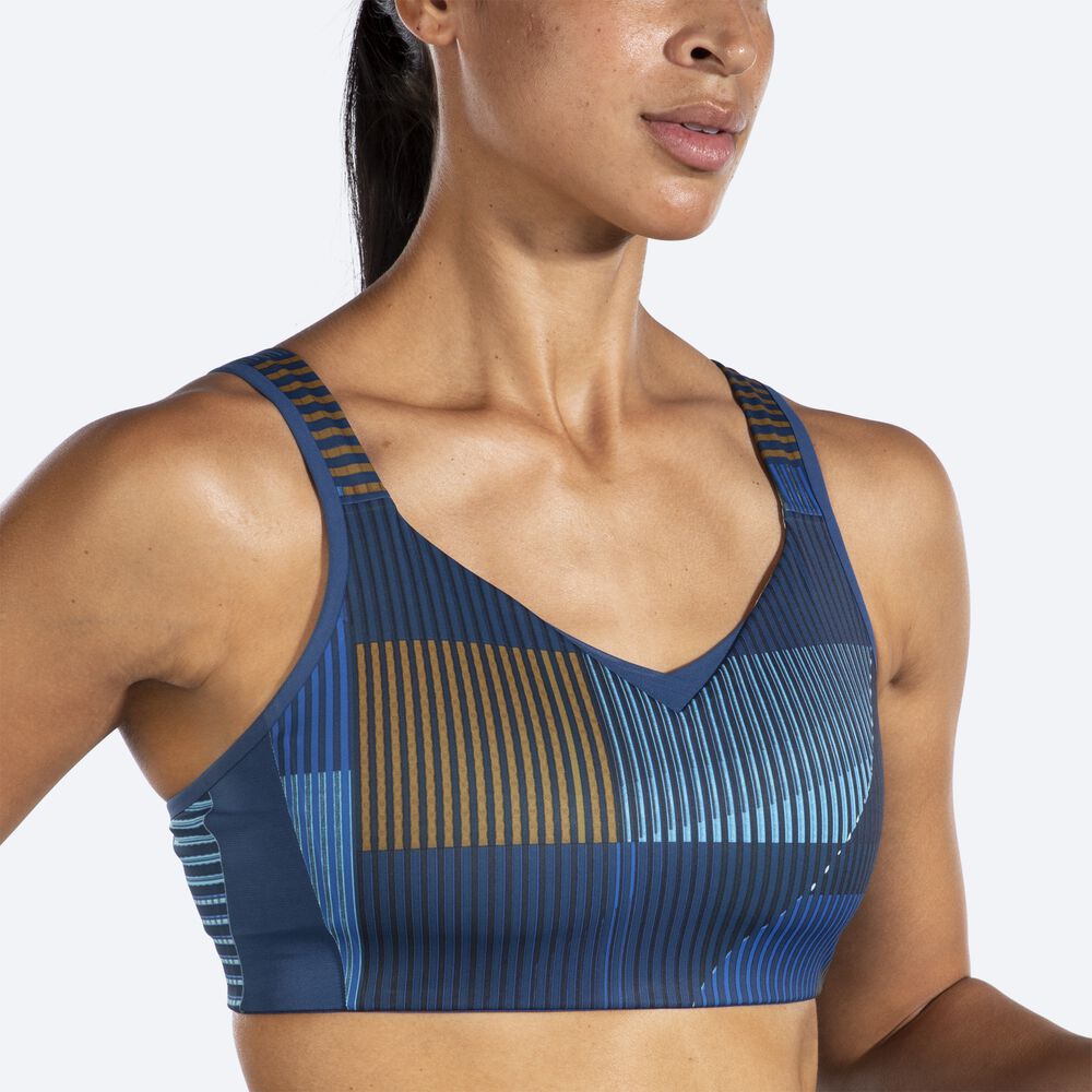 Women's Brooks Drive Convertible Run Bra Sports Bras Blue | USA23897