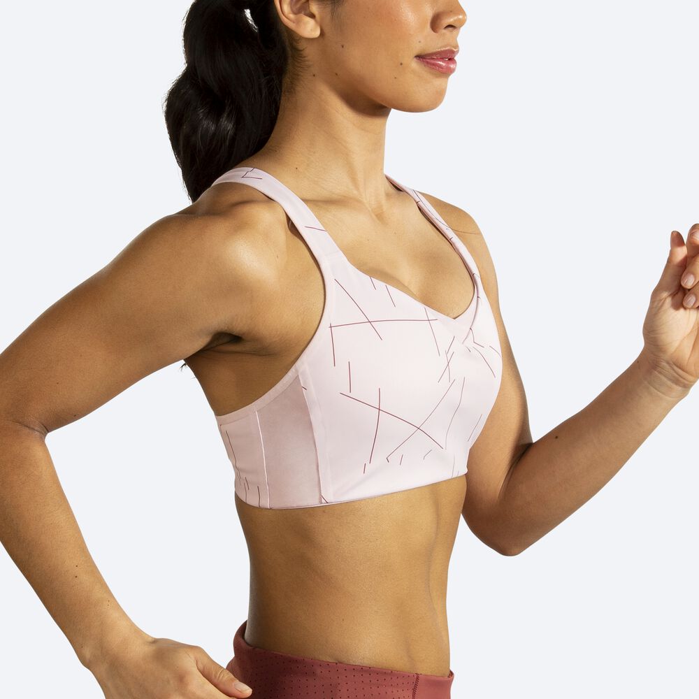 Women's Brooks Drive Convertible Run Bra Sports Bras Rose | USA37960