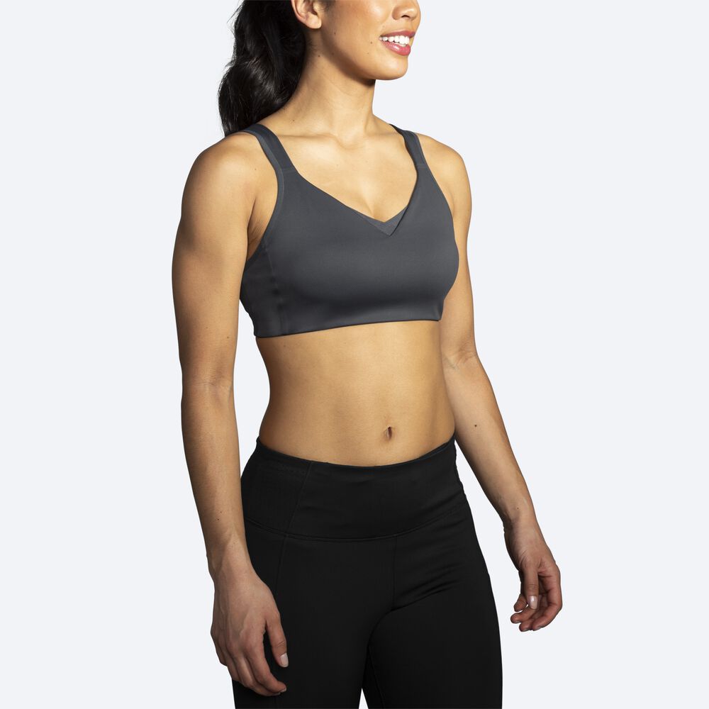 Women's Brooks Drive Convertible Run Bra Sports Bras Grey | USA50394