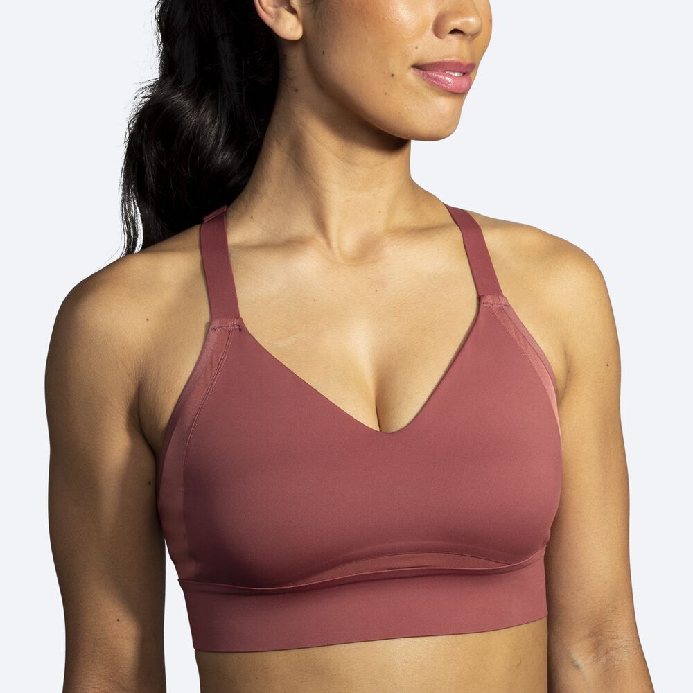 Women's Brooks Drive Interlace Run Bra Sports Bras Terracotta | USA09357