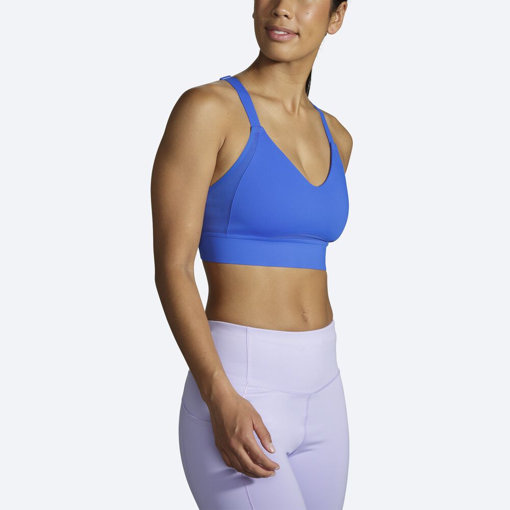 Women's Brooks Drive Interlace Run Bra Sports Bras Blue | USA14260