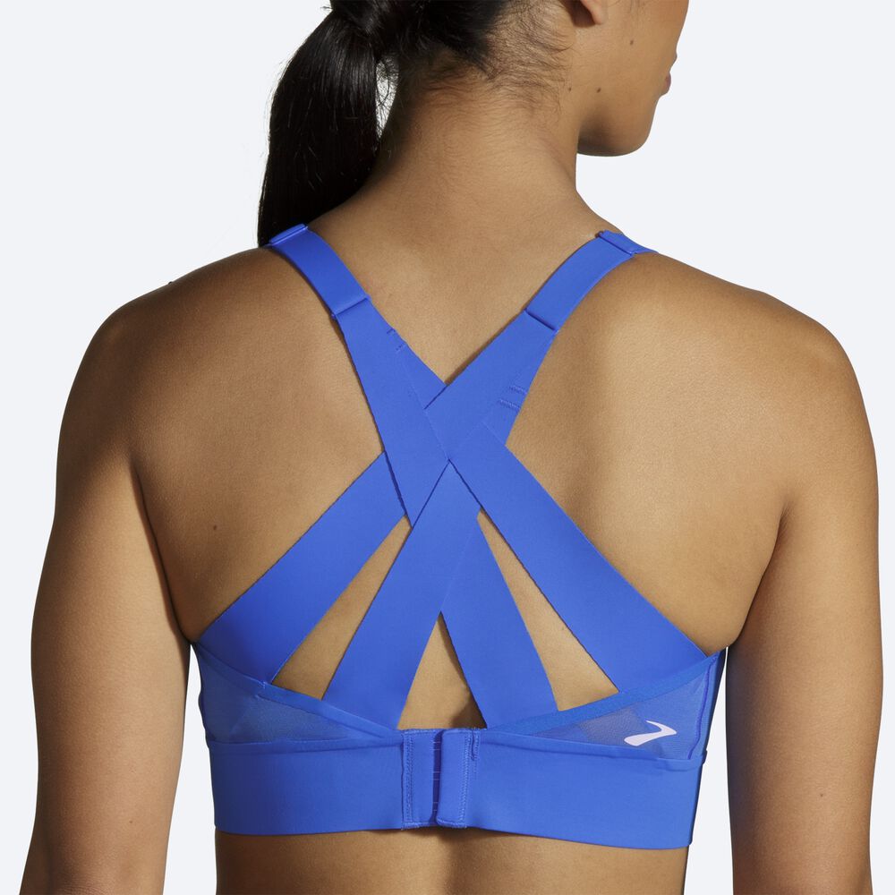 Women's Brooks Drive Interlace Run Bra Sports Bras Blue | USA14260