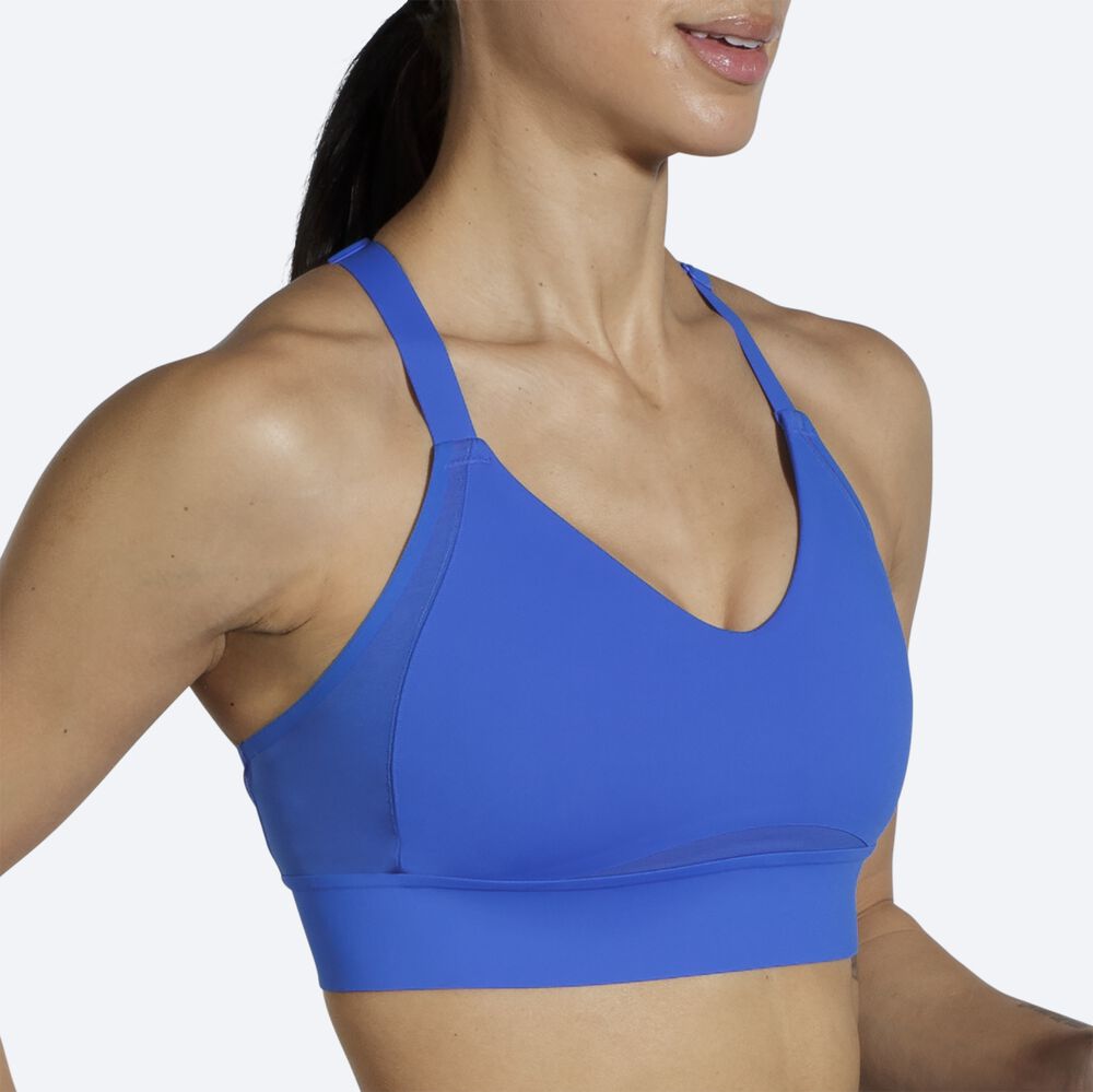 Women's Brooks Drive Interlace Run Bra Sports Bras Blue | USA14260