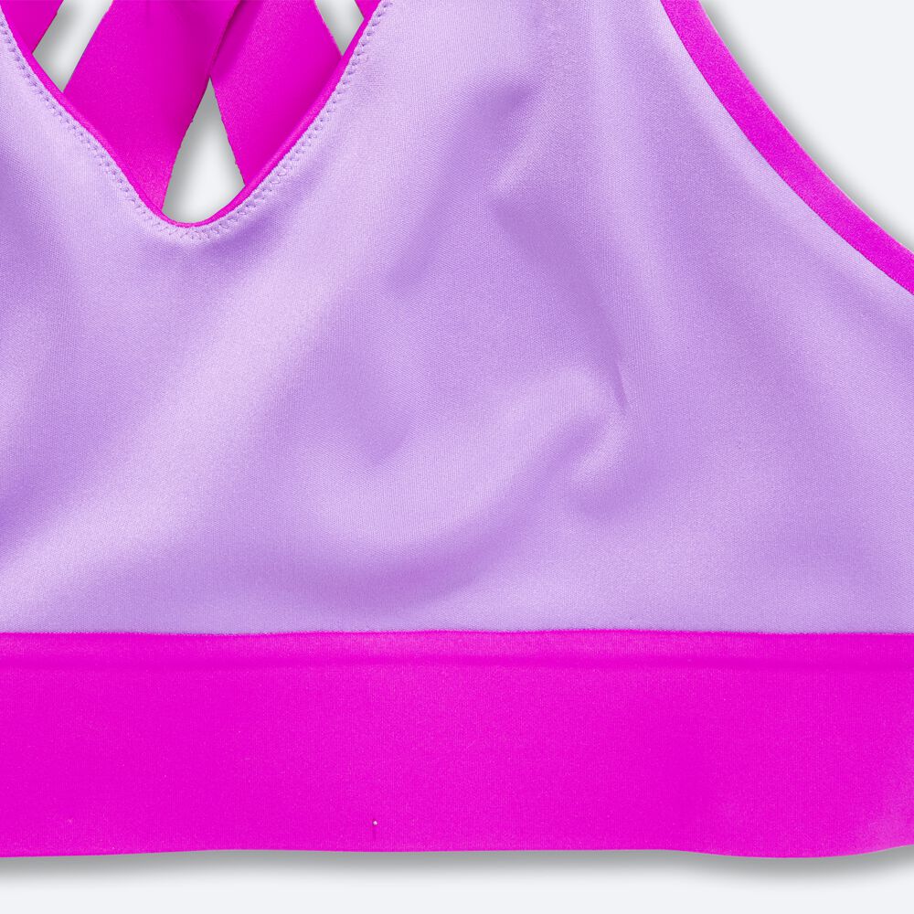 Women's Brooks Drive Interlace Run Bra Sports Bras Pink/Purple | USA15073