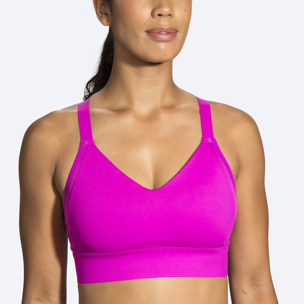 Women's Brooks Drive Interlace Run Bra Sports Bras Pink/Purple | USA15073