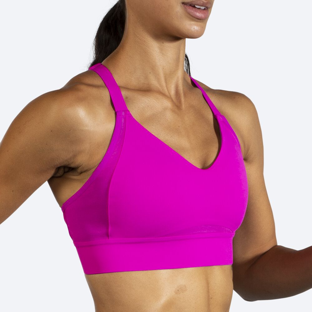 Women's Brooks Drive Interlace Run Bra Sports Bras Pink/Purple | USA15073