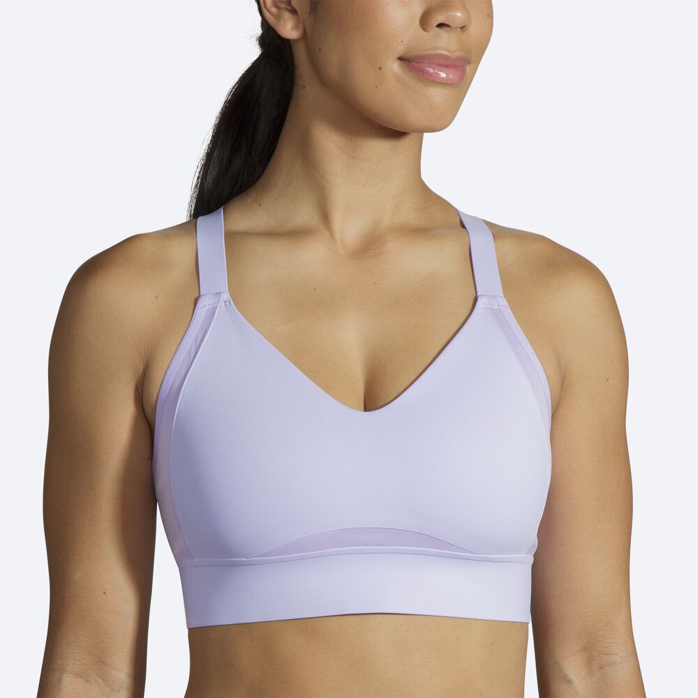 Women's Brooks Drive Interlace Run Bra Sports Bras Purple Grey | USA21035