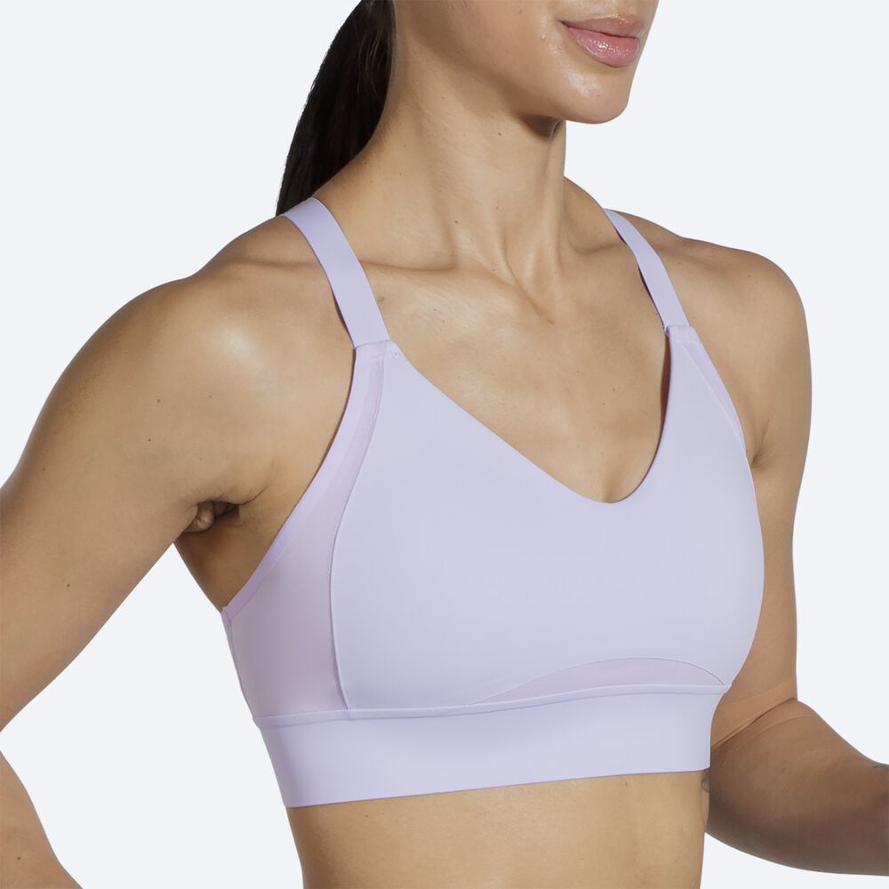 Women's Brooks Drive Interlace Run Bra Sports Bras Purple Grey | USA21035