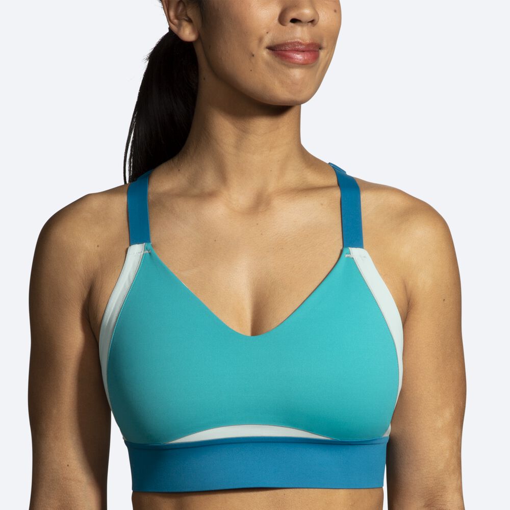 Women's Brooks Drive Interlace Run Bra Sports Bras Green/Light Mint | USA36250