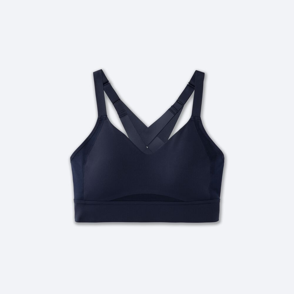 Women's Brooks Drive Interlace Run Bra Sports Bras Navy | USA73618