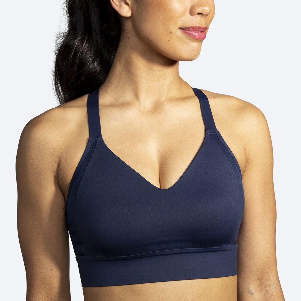 Women's Brooks Drive Interlace Run Bra Sports Bras Navy | USA73618