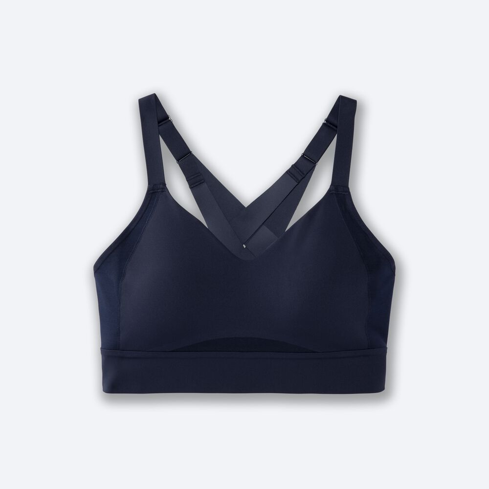 Women\'s Brooks Drive Interlace Run Bra Sports Bras Navy | USA73618