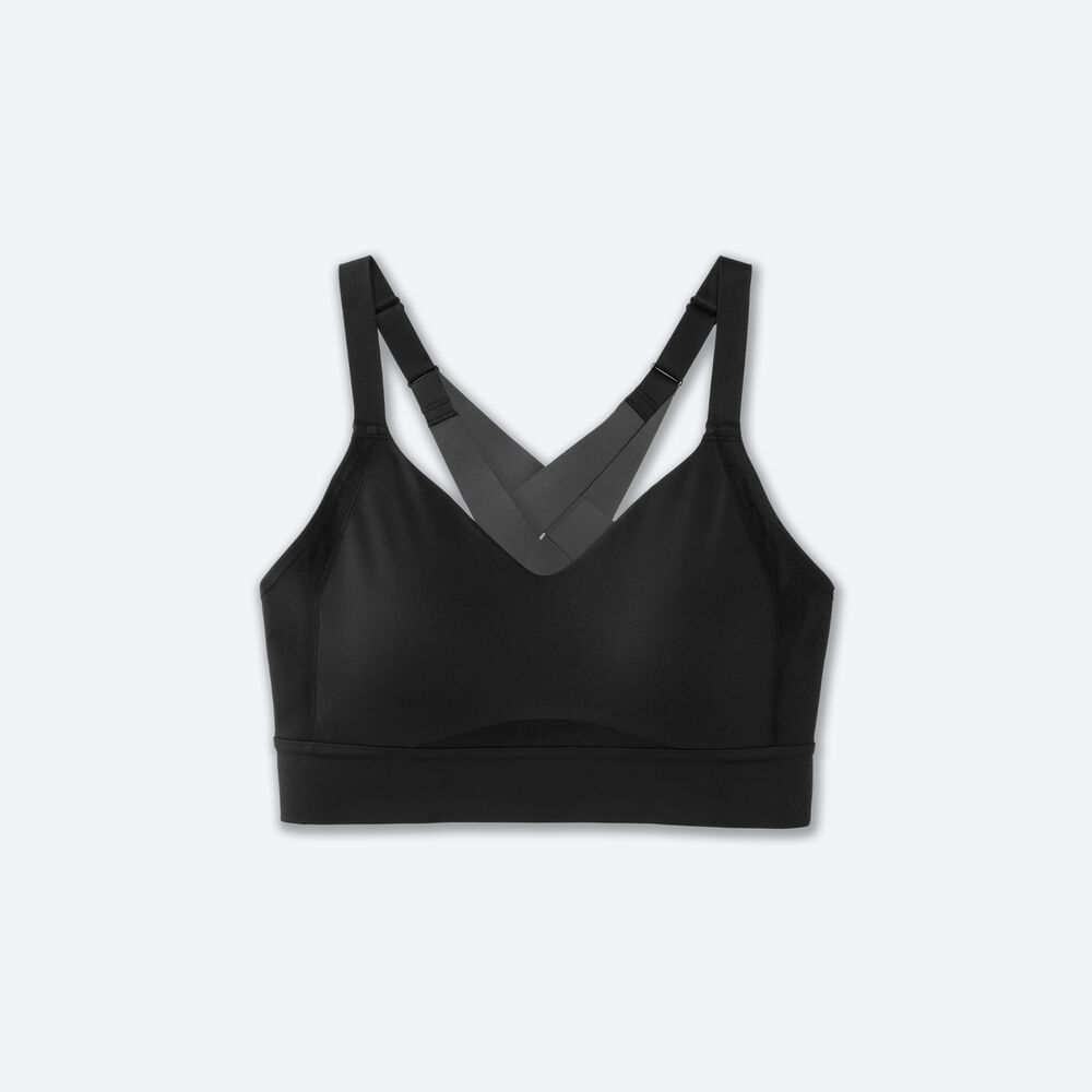 Women's Brooks Drive Interlace Run Bra Sports Bras Black | USA80614