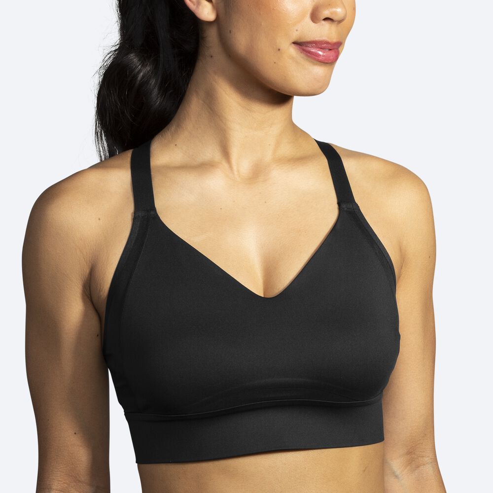 Women's Brooks Drive Interlace Run Bra Sports Bras Black | USA80614