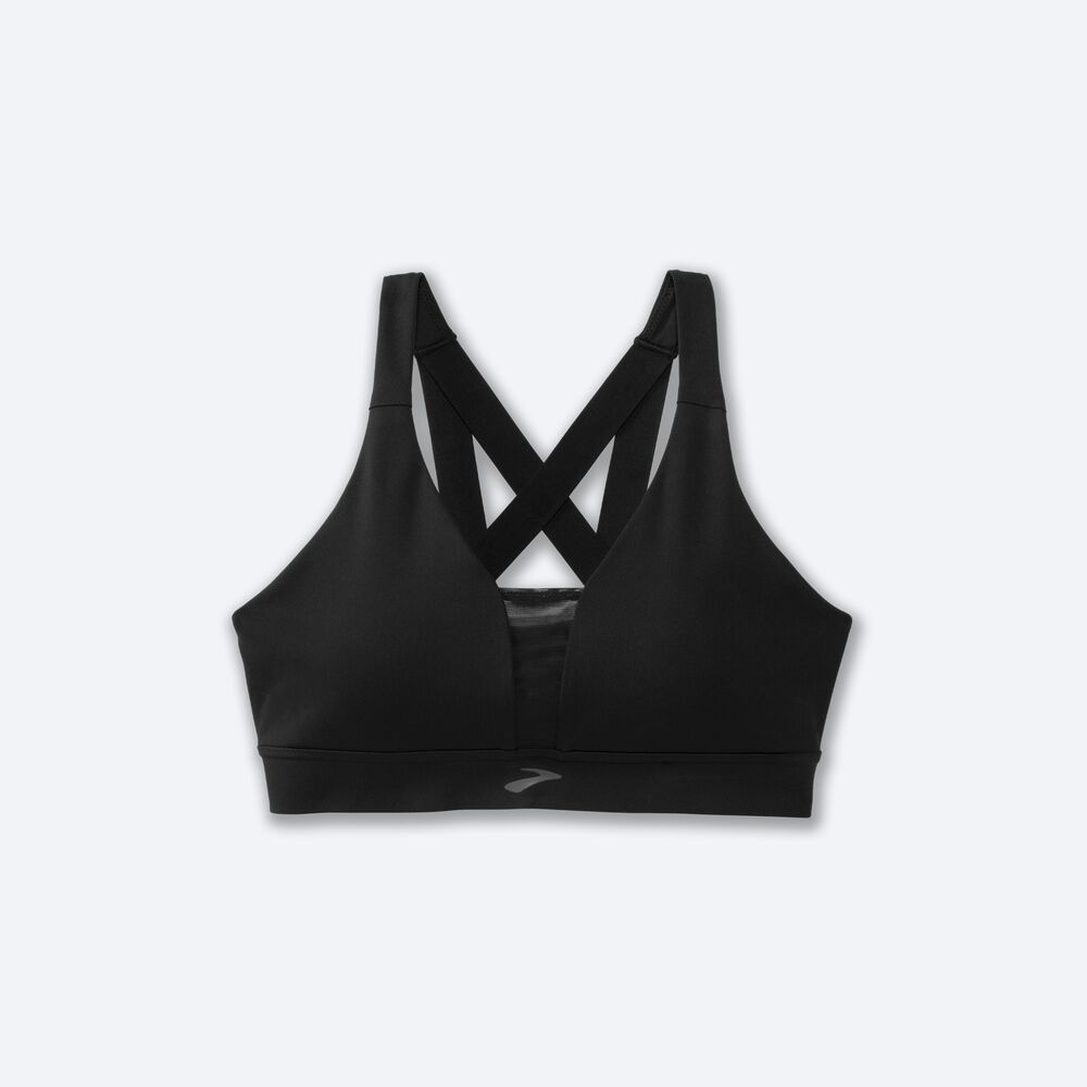 Women\'s Brooks Drive Plunge Run Bra Sports Bras Black | USA52736