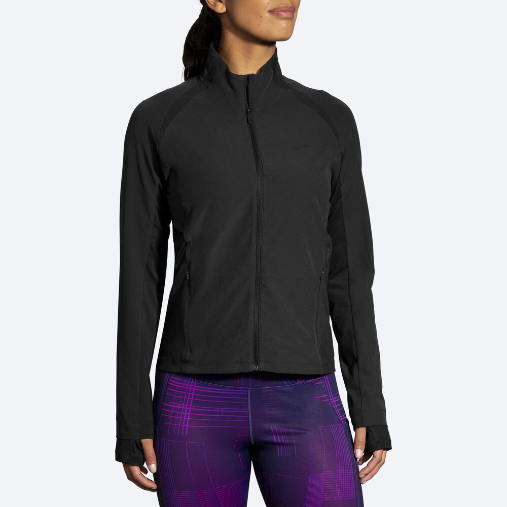 Women's Brooks Fusion Hybrid Jackets Black | USA54721