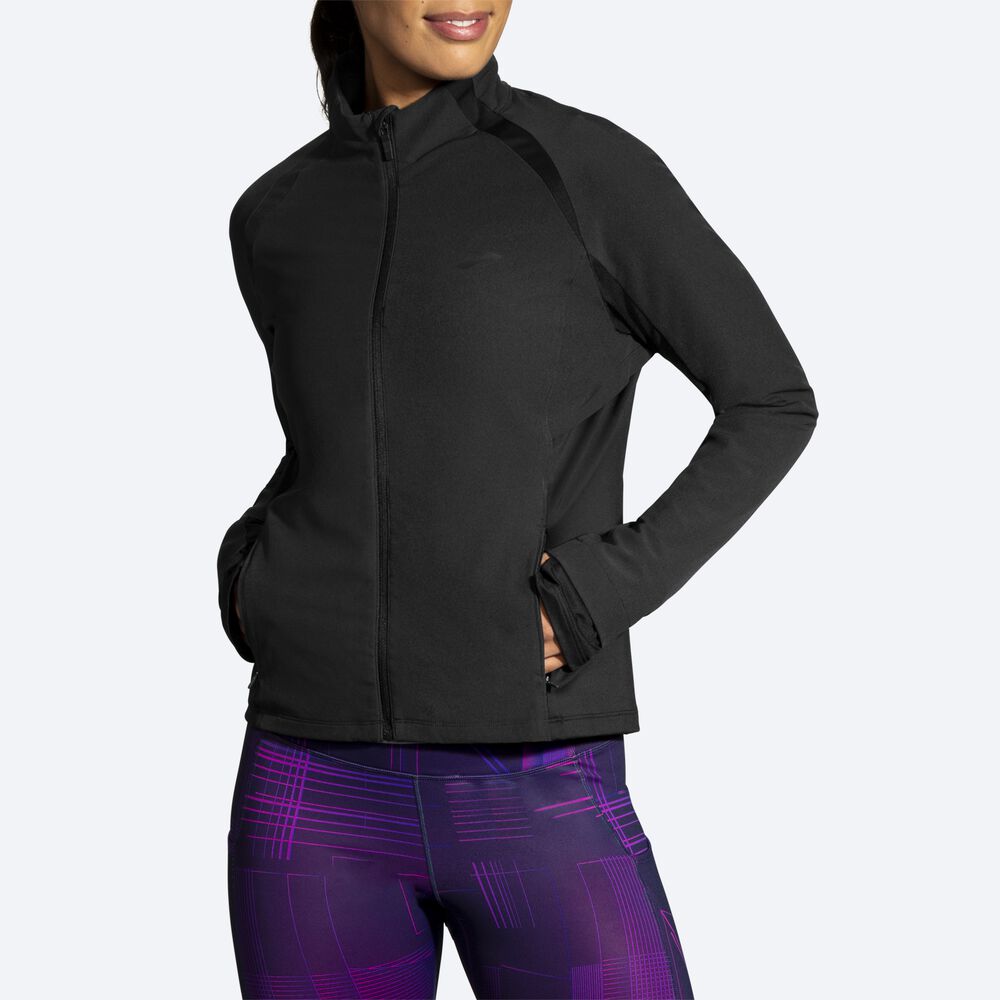 Women's Brooks Fusion Hybrid Jackets Black | USA54721