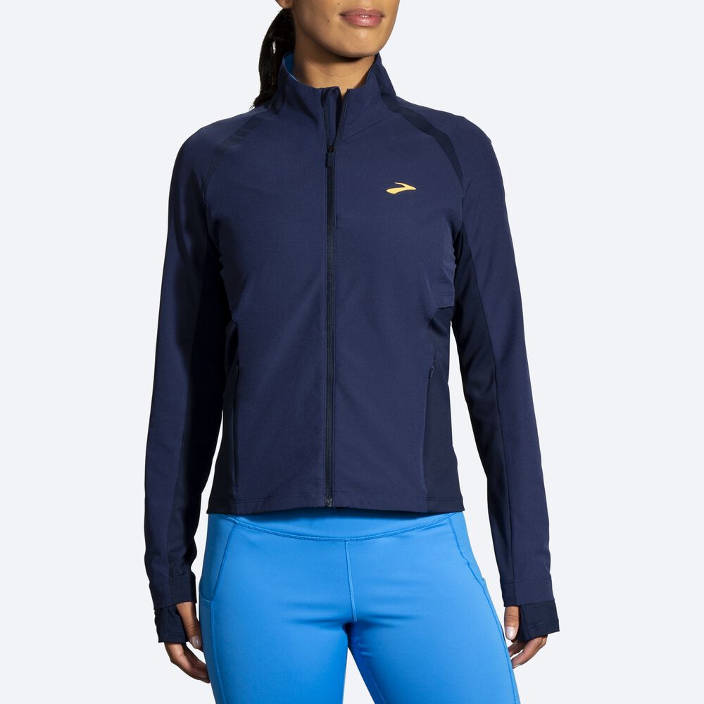 Women's Brooks Fusion Hybrid Jackets Navy/Blue | USA38651