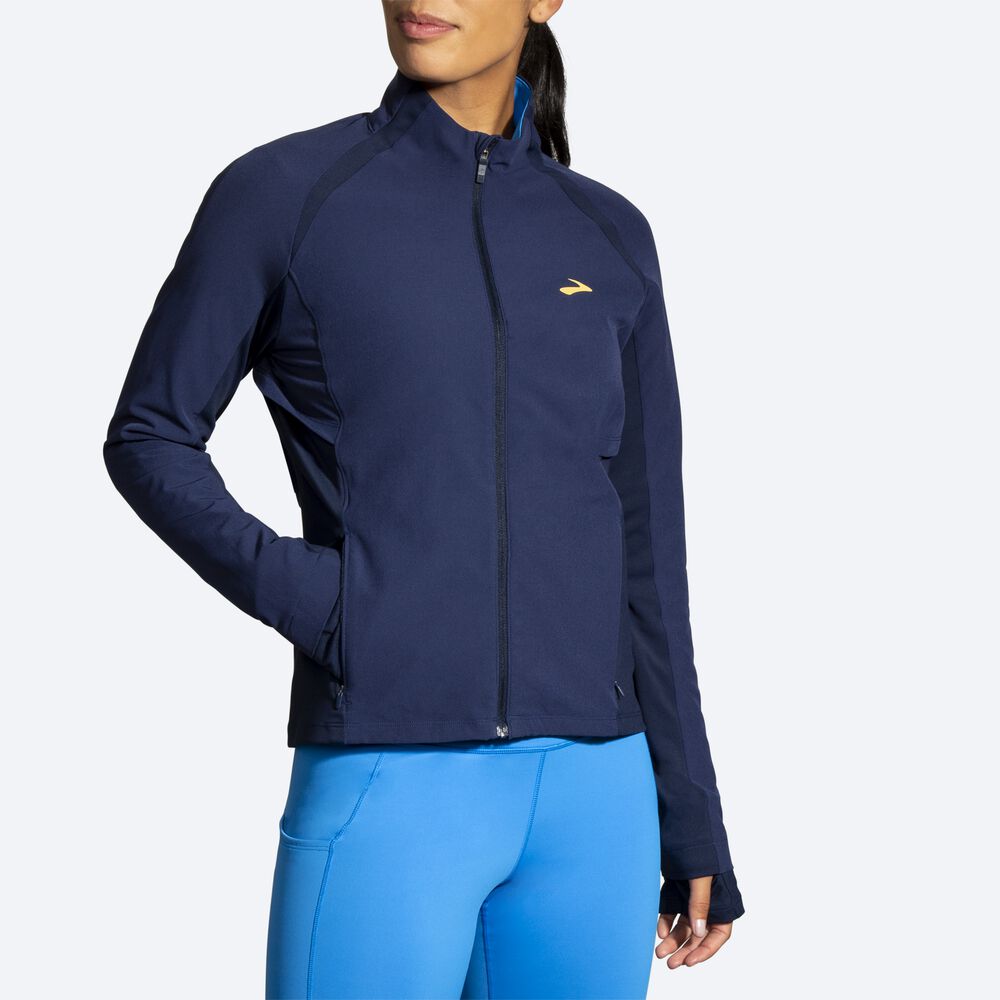 Women's Brooks Fusion Hybrid Jackets Navy/Blue | USA38651