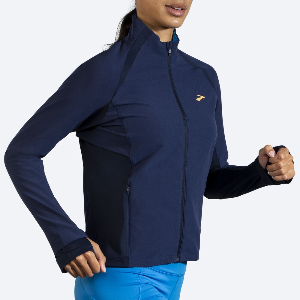 Women's Brooks Fusion Hybrid Jackets Navy/Blue | USA38651