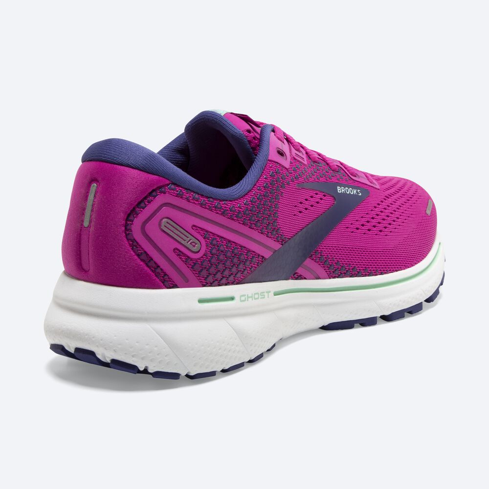 Women's Brooks Ghost 14 Road Running Shoes Pink/Green/Navy | USA23476