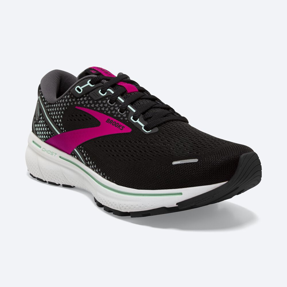 Women's Brooks Ghost 14 Road Running Shoes Black/Pink | USA28935