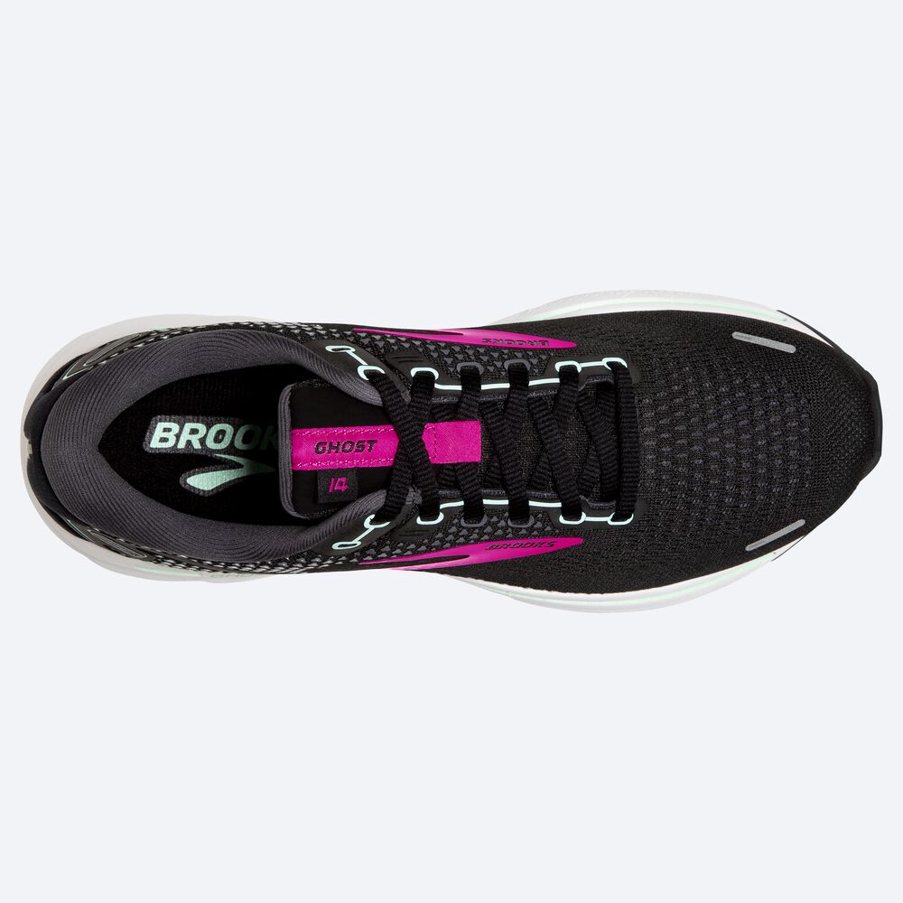 Women's Brooks Ghost 14 Road Running Shoes Black/Pink | USA28935