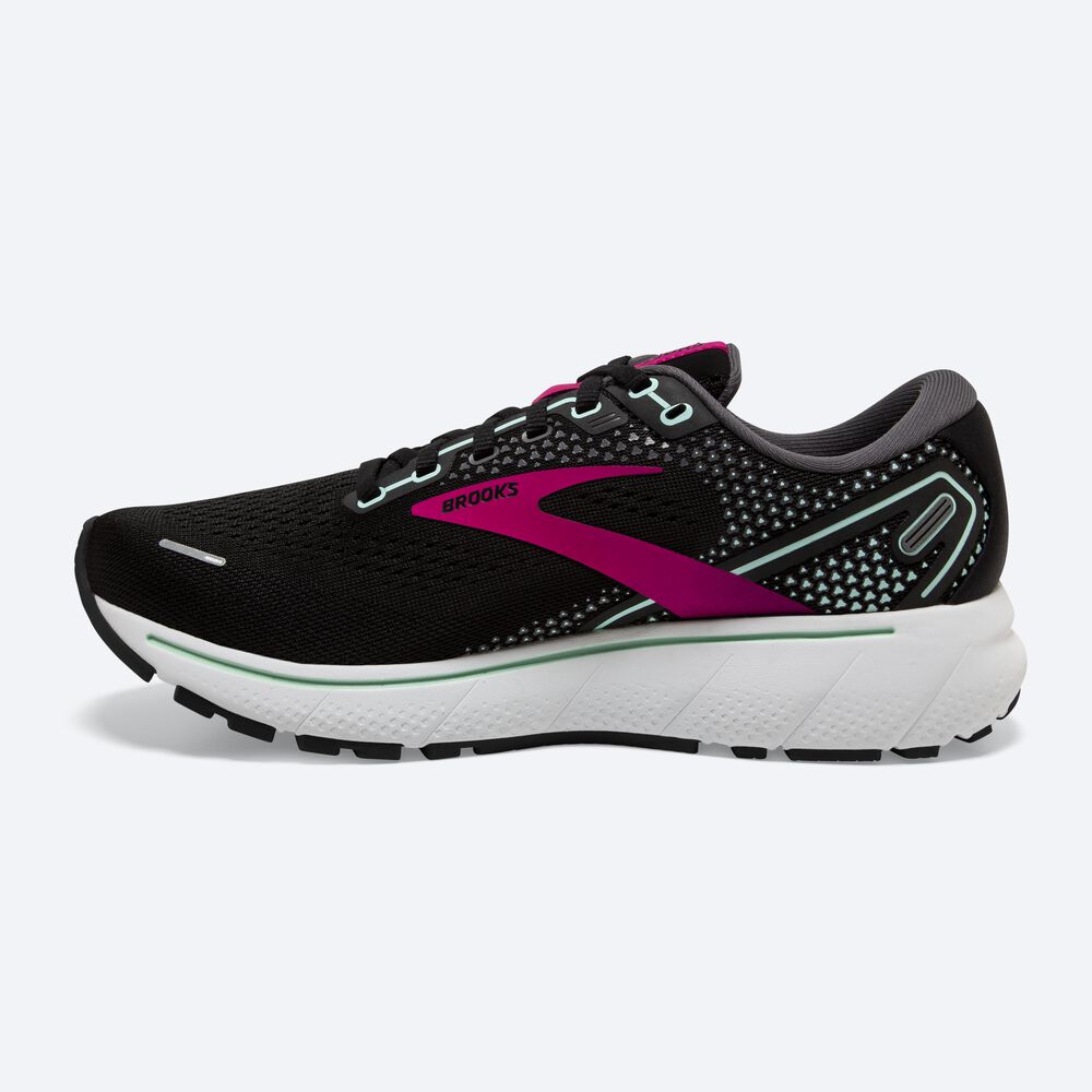 Women's Brooks Ghost 14 Road Running Shoes Black/Pink | USA28935