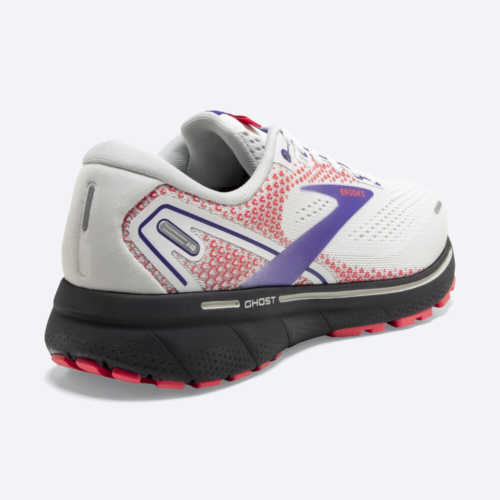 Women's Brooks Ghost 14 Road Running Shoes White/Purple/Coral | USA54976