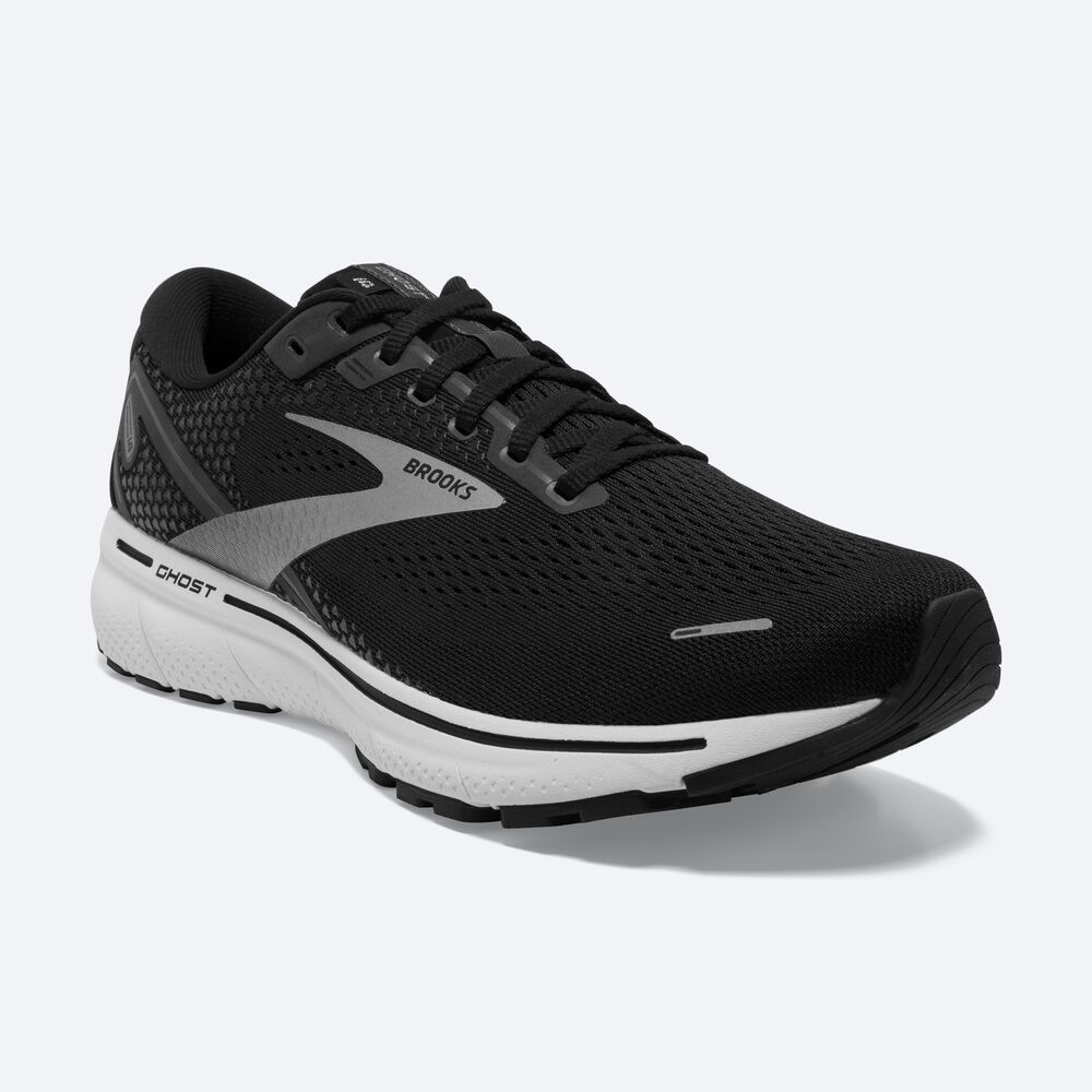 Women's Brooks Ghost 14 Running Shoes Black/White/Silver | USA83976