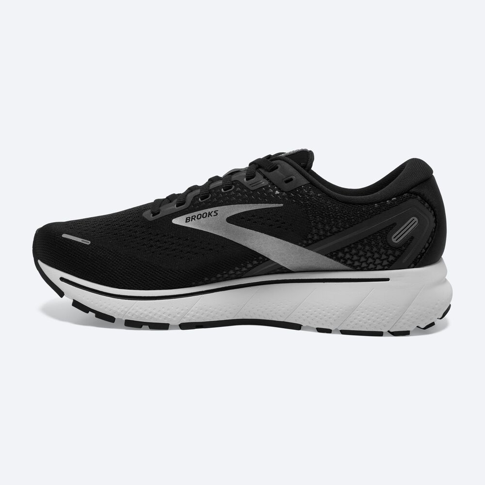 Women's Brooks Ghost 14 Running Shoes Black/White/Silver | USA83976