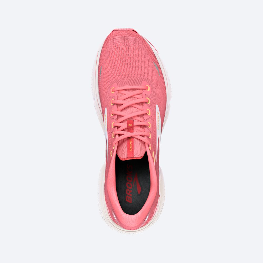 Women's Brooks Ghost 15 Road Running Shoes Rose/Coral/White | USA89473