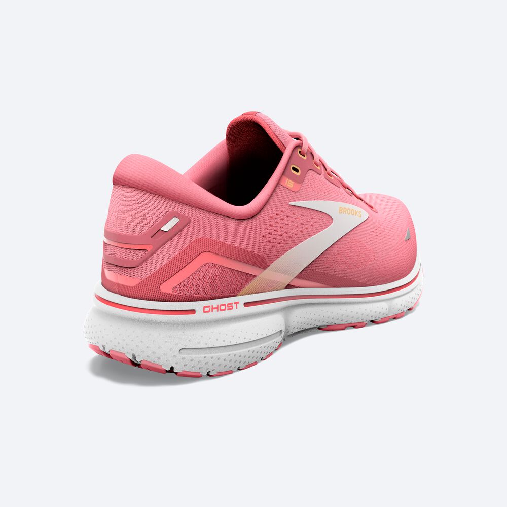 Women's Brooks Ghost 15 Road Running Shoes Rose/Coral/White | USA89473