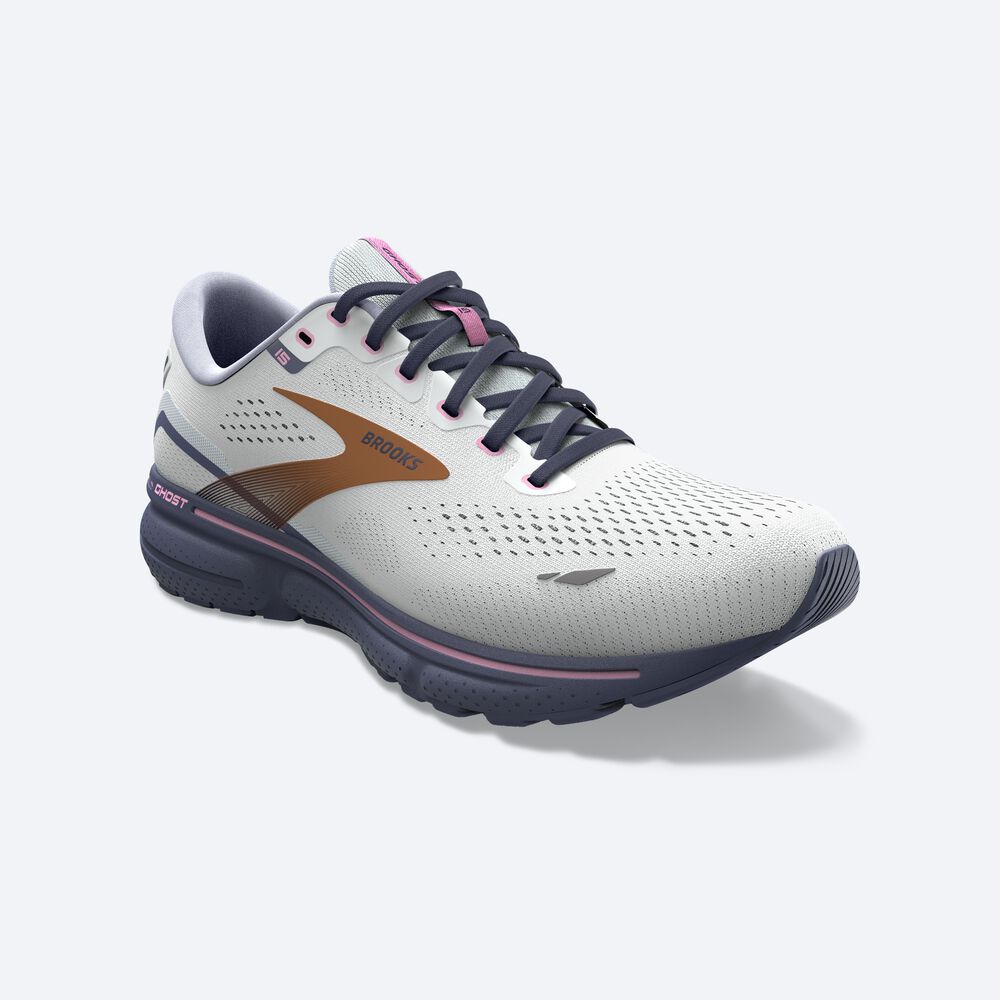 Women's Brooks Ghost 15 Road Running Shoes Blue/Pink/Copper | USA93470