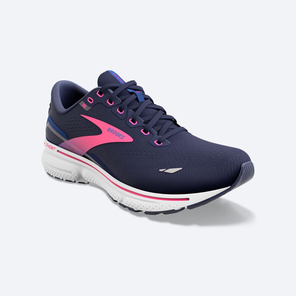 Women's Brooks Ghost 15 Running Shoes Navy/Blue/Pink | USA01289