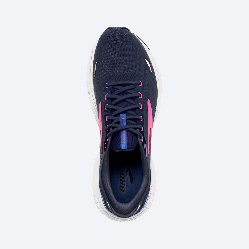 Women's Brooks Ghost 15 Running Shoes Navy/Blue/Pink | USA01289