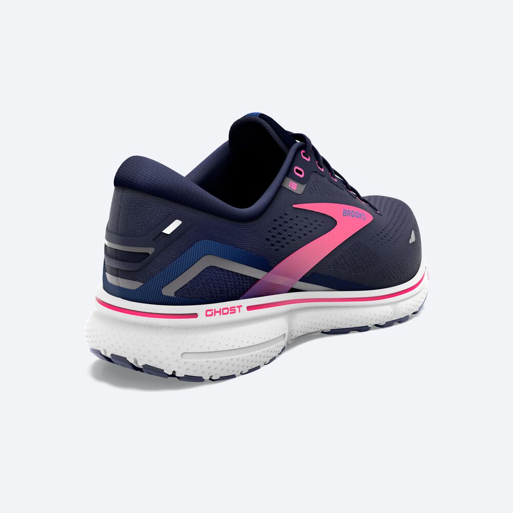 Women's Brooks Ghost 15 Running Shoes Navy/Blue/Pink | USA01289