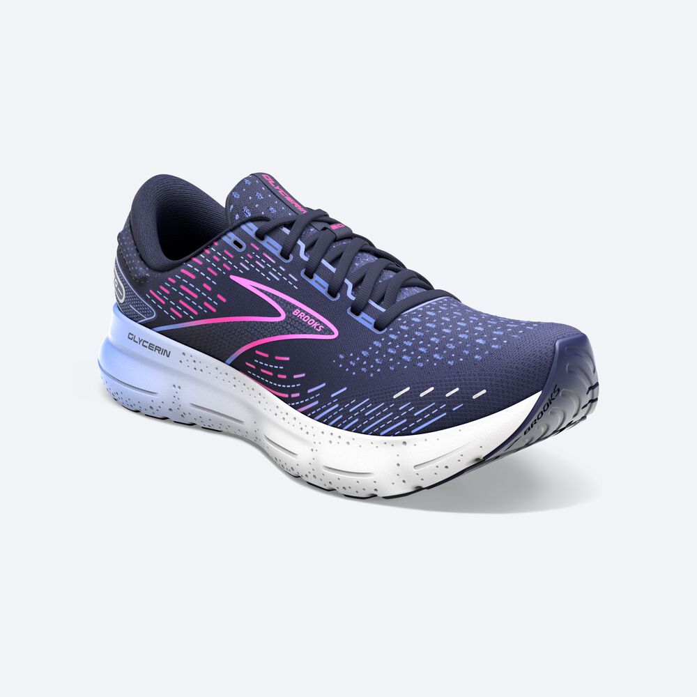 Women's Brooks Glycerin 20 Road Running Shoes Navy/Blue/Pink | USA08135