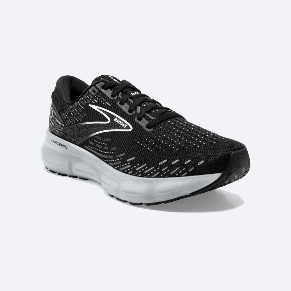 Women's Brooks Glycerin 20 Road Running Shoes Black/White | USA31547