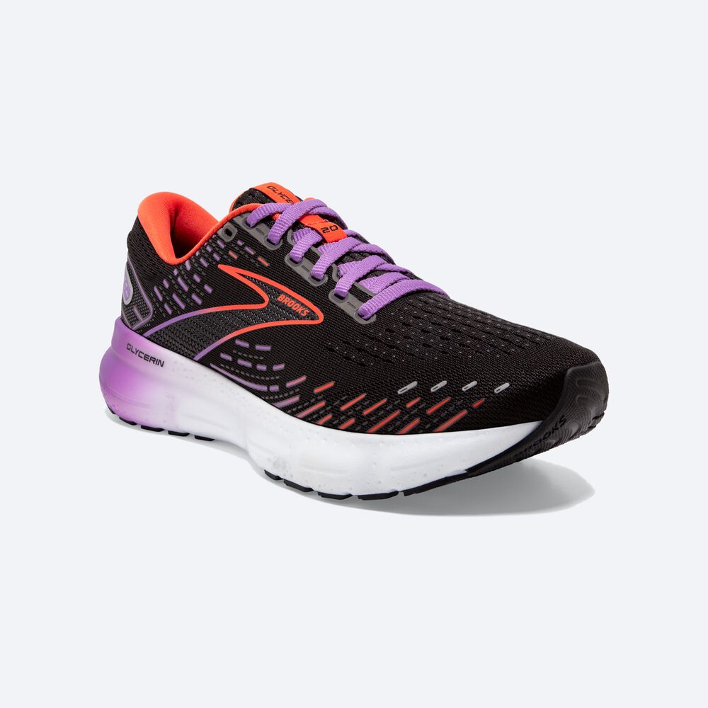 Women's Brooks Glycerin 20 Road Running Shoes Black/Flower | USA40968