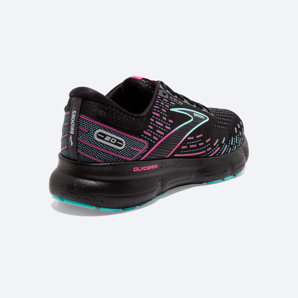 Women's Brooks Glycerin 20 Running Shoes Black/Blue Light/Pink | USA38401