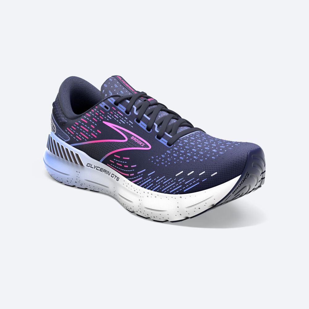 Women's Brooks Glycerin GTS 20 Road Running Shoes Navy/Blue/Pink | USA34592