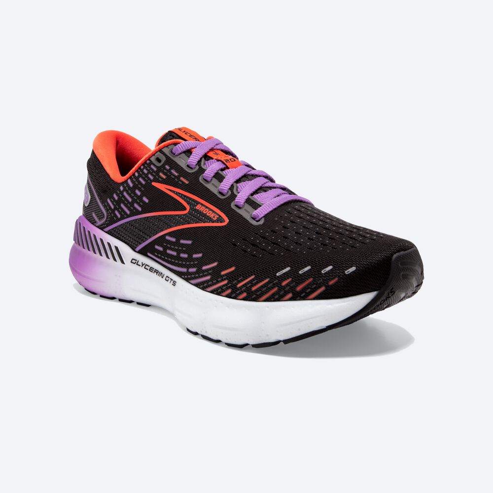 Women's Brooks Glycerin GTS 20 Road Running Shoes Black/Flower | USA73916