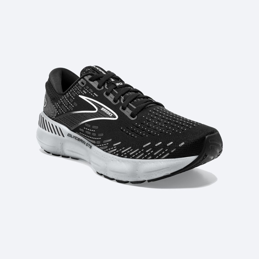 Women's Brooks Glycerin GTS 20 Road Running Shoes Black/White | USA74395