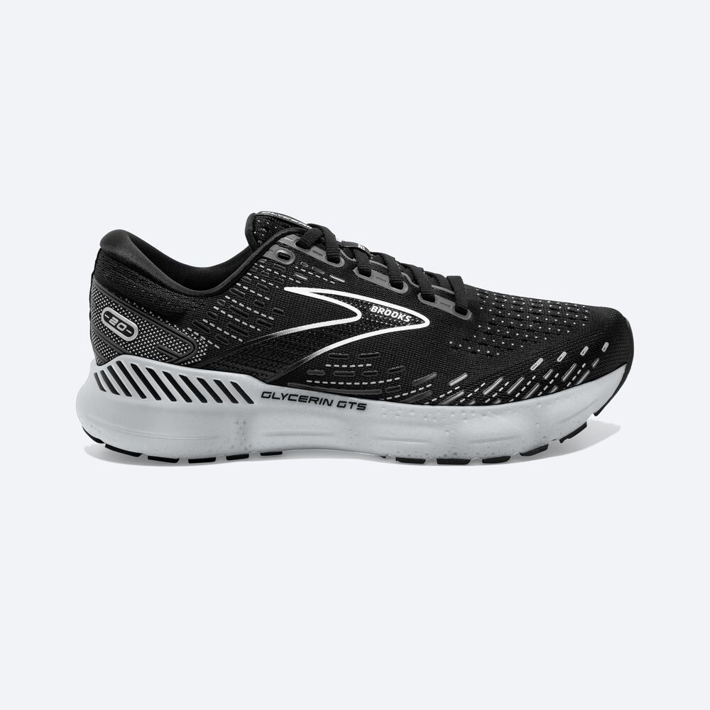 Women\'s Brooks Glycerin GTS 20 Road Running Shoes Black/White | USA74395