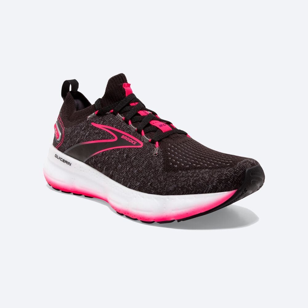 Women's Brooks Glycerin StealthFit 20 Running Shoes Black/Pink | USA45812