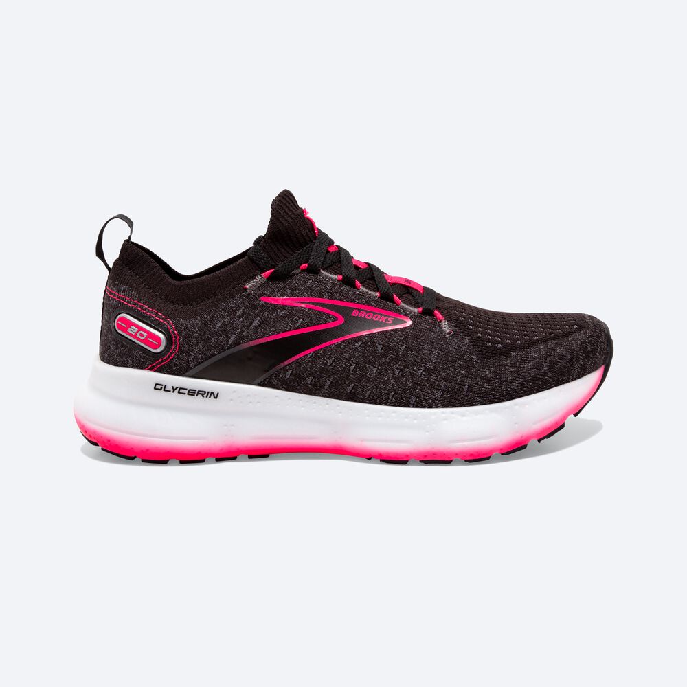 Women\'s Brooks Glycerin StealthFit 20 Running Shoes Black/Pink | USA45812