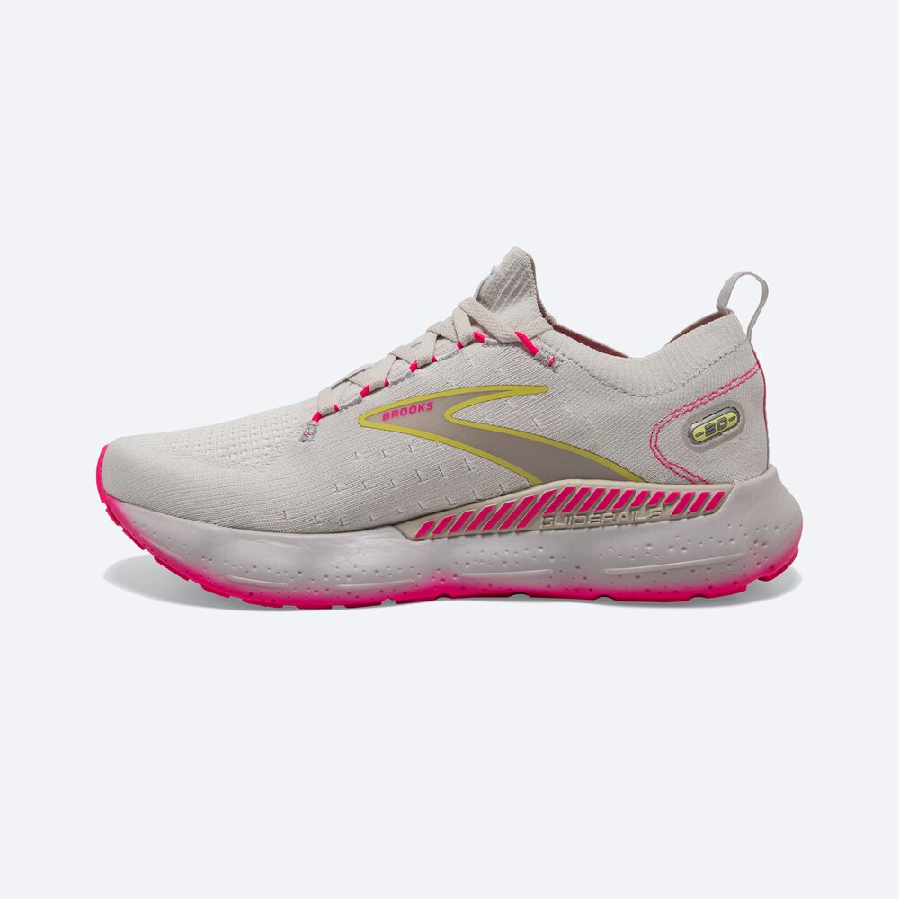 Women's Brooks Glycerin StealthFit GTS 20 Road Running Shoes Grey/Yellow/Pink | USA94512